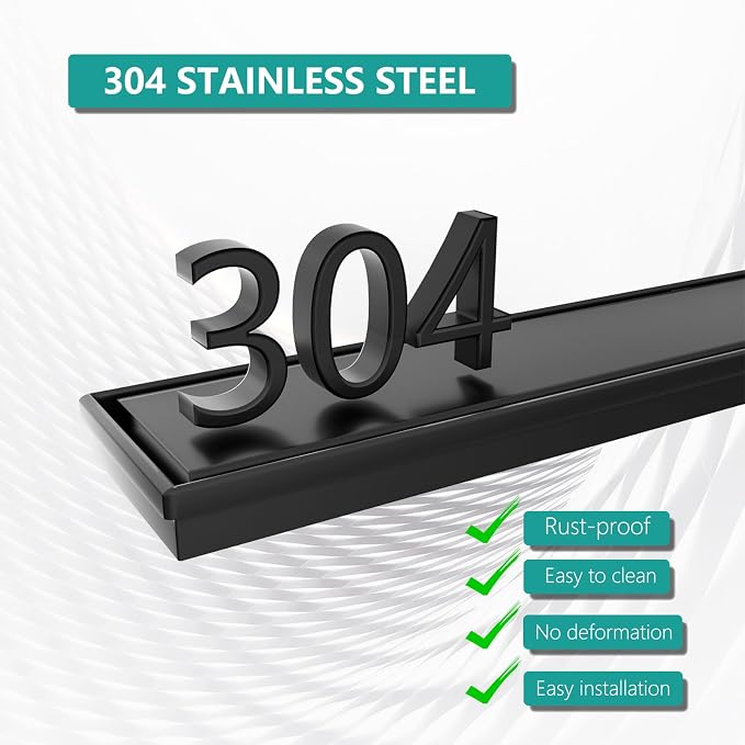 BARONAGE 24 Inch Linear Shower Drain, Reversible Tile Insert, Matte Black | 304 Stainless Steel Linear Drains, Rustproof, Hair Catcher, Rectangle Shower Floor Drain With Leveling Feet For Bathroom