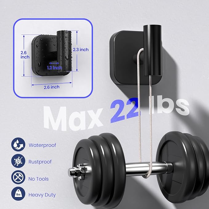 Aikzik Black Replaceable Adhesive Hooks Heavy Duty, Stainless Steel Towel Hooks for Bathrooms & Shower-Tiles, Glass Door, Wall Hooks for Walls No Damage, Towel Holder Sticky Hooks for Hanging- 2 Pack