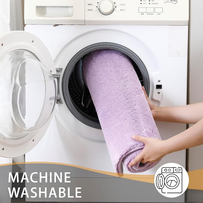 MINIDEAR Toilet Rugs 24x20 - U Shaped Purple Thick Memory Foam Contour Rugs,Ultra Soft & Plush Fluffy, Non-Slip, Quick Dry, Absorbent Washable Floor Microfiber Mat for Home Decor Accessories