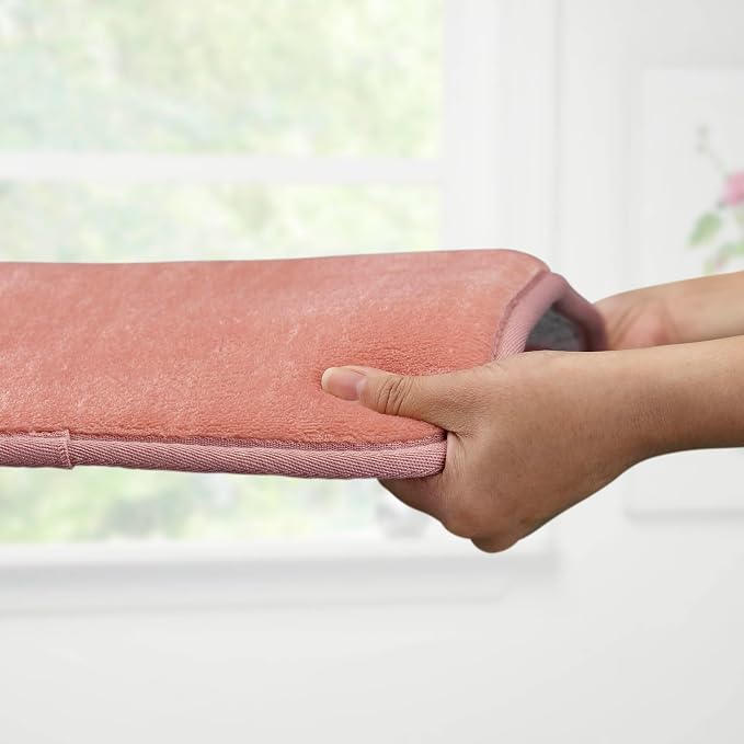 Memory Foam Bath Mat Non Slip Absorbent Super Cozy Velvet Bathroom Rug Carpet (22 inches X 36 inches, Peach)