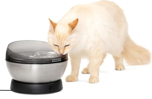 PetSafe HydroSphere 60 oz Stainless Steel Pet Fountain - Filtered Water Fountain for Cats and Small Dogs - Dishwasher Safe - Quiet, Wire-Free Pump - Easy to Clean