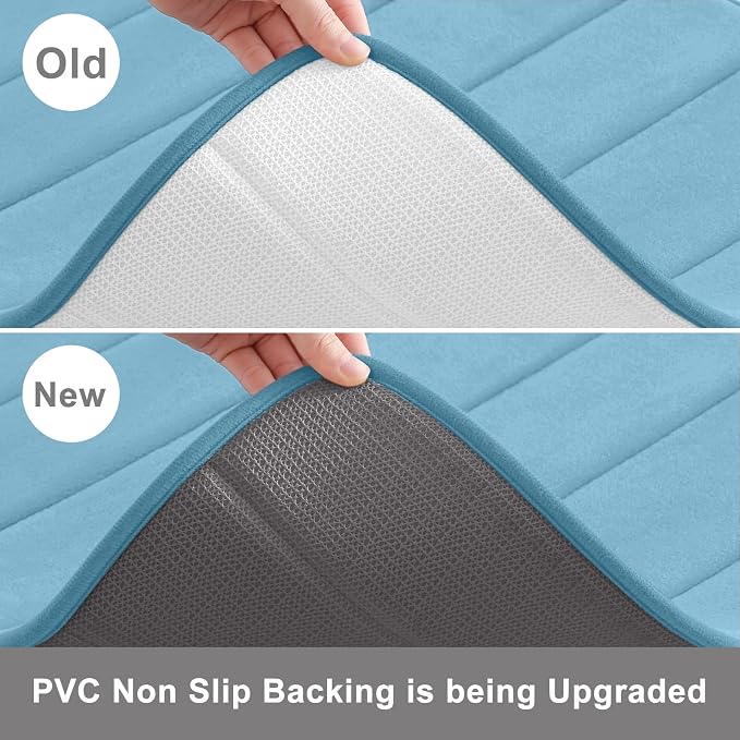 Buganda Memory Foam U-Shaped Toilet Rugs 20 x 20, Absorbent Bathroom mat | Blue, Thick Soft Machine Washable toilet mat for bathroom, Contour Bath Rugs Mat for Toilet Base