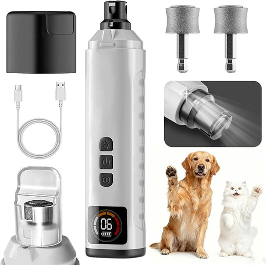 2026 Upgraded Dog Nail Grinder, Brushless Motor Drive 30 db Ultra Quiet | 6-Speed Dog Nail Grinder with Led Light, Painless Paws Grooming for Small Medium Large Dogs