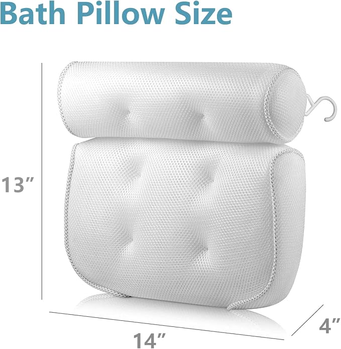 AYANG Bath Pillow for Bathtub, Bath Pillows for Tub with 4D, Non Slip Bath Neck Spa Pillows Headrest Cushion for Back, Bath Pillow Fit Hot Tub, Easy to Wash, Spa Gifts Bathtub Accessories