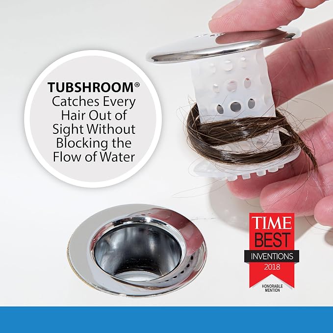 TubShroom Bathtub Drain Protector and Hair Catcher - 2 Pack, Chrome - Fits 1.5" - 1.75" Bathtub and Shower Drains