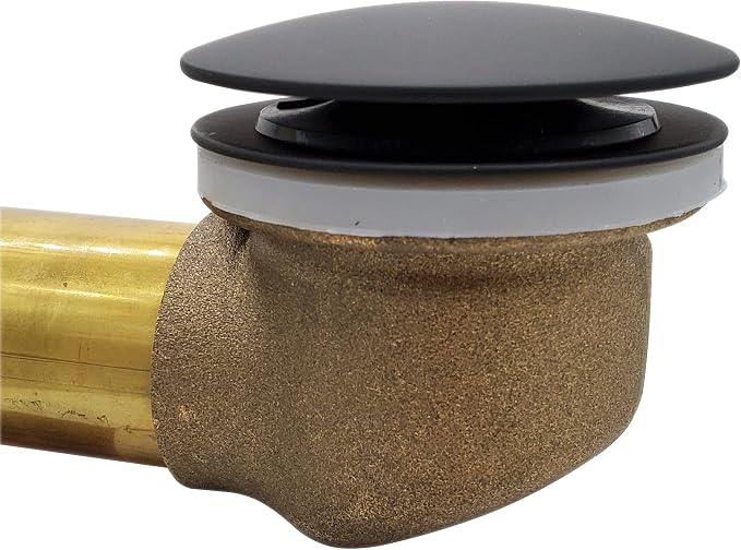 Westbrass D398R-62 1-1/2" NPSM Coarse Thread Mushroom Tip-Toe Bathtub Drain Stopper, Matte Black