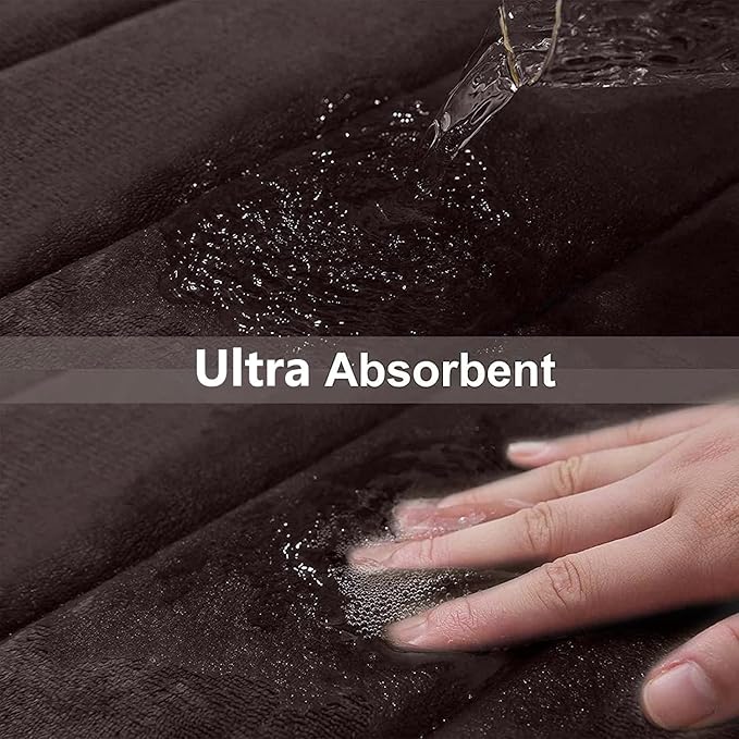 Buganda Memory Foam Bath Mat 60 x 24, Ultra Soft Absorbent Bathroom Rugs | Brown, Machine Washable Quick Dry Bath Mats for Bathroom Floor, Shower and Tub, Home Decor Accessories