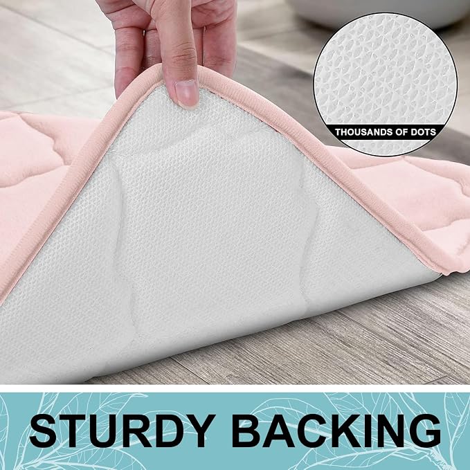 OLANLY Memory Foam Bath Mat Rug 40x32, Ultra Soft Bathroom Rugs, Pink | Thick Absorbent Carpet, Non-Slip Backing, Machine Washable, for Bathroom Floor, Tub, Shower and Home Decor Accessories