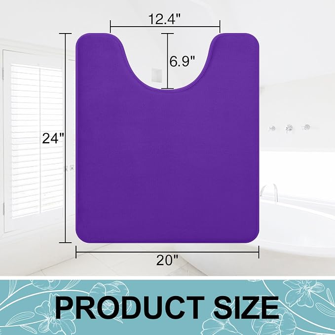 Smiry Memory Foam Toilet Rugs 24x20, Extra Soft Absorbent Bathroom Rugs | Dark Purple, Quick Dry Machine Washable Non-Slip Contour Bath Mat for Toilet
