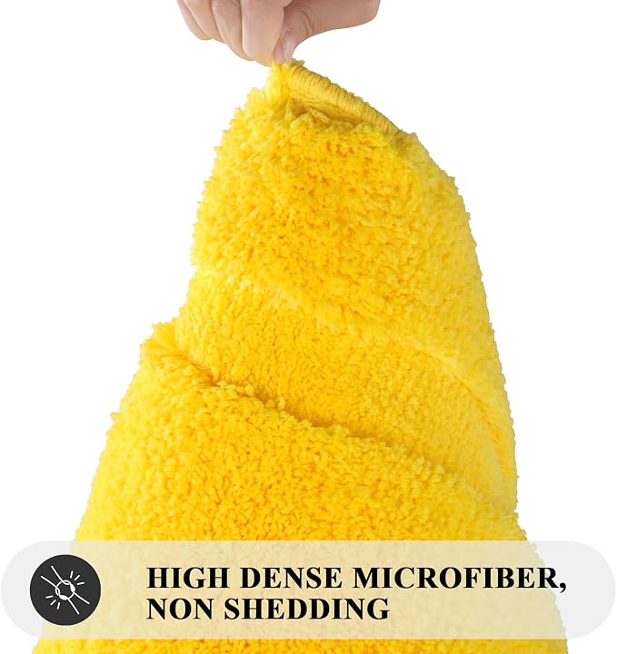 SHACOS Soft Microfiber Bathroom Rugs Set 2 Pieces with Toilet Rug | Absorbent Plush Bath Mat U Shaped Contour Bath Rug, Non Slip Washable Fluffy Bathroom Floor Mats, 32x20+24x20, Yellow