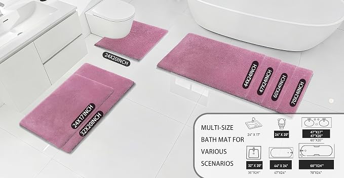 MINIDEAR Bathroom Rugs 32x20 Pink - Thick Memory Foam Bath Mat, Ultra Soft & Plush Fluffy, Non-Slip, Quick Dry, Absorbent Washable Floor Microfiber Mat for Tub, Home Decor Accessories