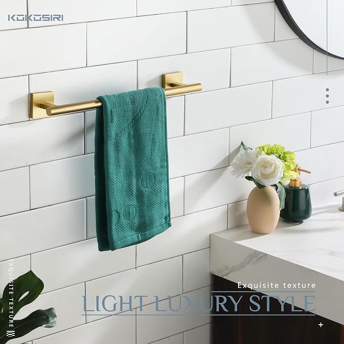 KOKOSIRI Hand Towel Bar Bathroom Towel Holder for Bath Kitchen Cabinet Towel Rails 16 Inch Brushed Gold Stainless Steel B4005BG-L16