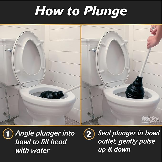 Korky BeehiveMAX Heavy Duty Toilet Plunger - Seals All Bowl Shapes – Powerful Clog Removal 1 Count (Pack of 8)
