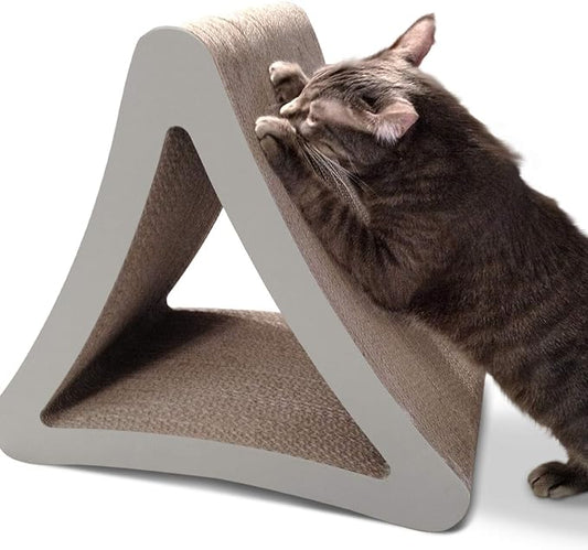 PetFusion 3-Sided Vertical Scratch Play & Perch Cat Scratching Post, 18" x 10.5" x 15.9", Multiple Angle Cat Scratching Pad; 6 Usable Sides, 100% Recyclable Cardboard Lounge
