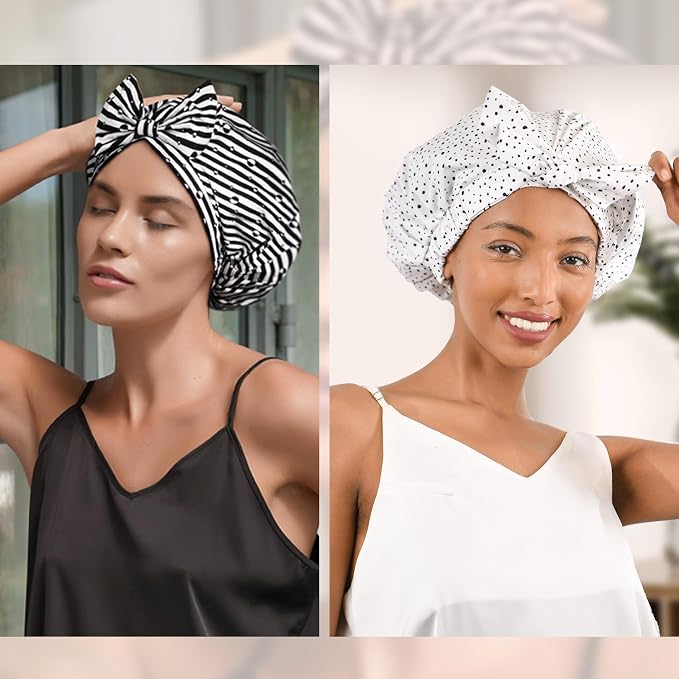 Yanibest Shower Cap for Women Reusable Waterproof, Adjustable Hair Cap | Non-Slip, Durable & Cute Washable Bath Hair Hat