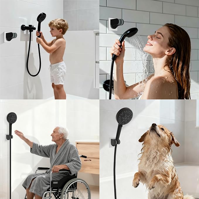 Hibbent Showerhead Holder, Strong Adhesive and Waterproof Handheld Shower Holder and Bracket, Height Adjustable Shower Wand Holder, Wall Mount, No Drilling, Oil Rubbed Bronze