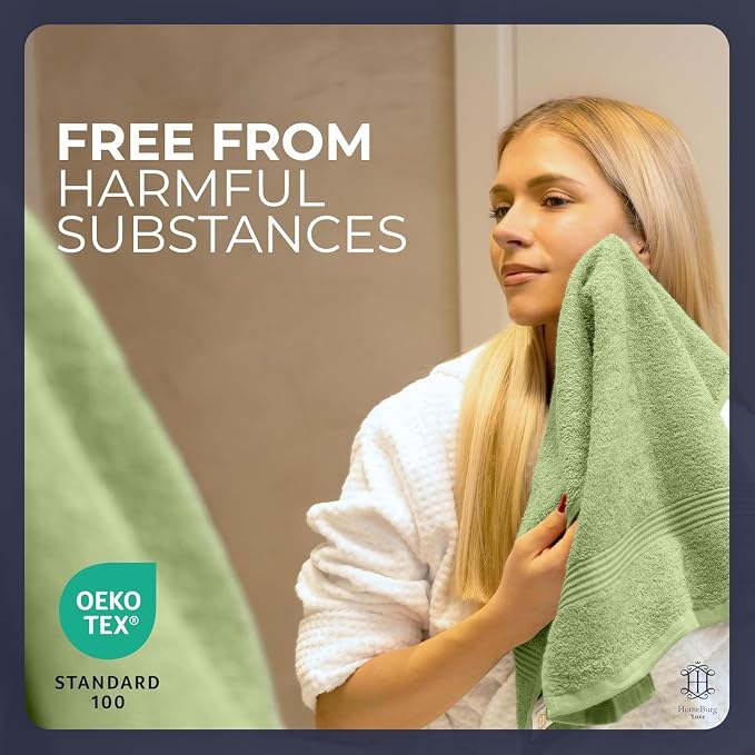 Luxe 6-Piece Hand Towel Set – Soft & Absorbent Cotton, Hotel Quality, Quick-Drying, Easy Care, 16 x 28 in (Sage Green)