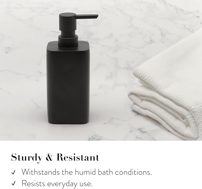 Bathroom Accessory Sets, 4 Pieces Bathroom Accessories Complete Set Vanity Countertop Accessory Set, Includes Lotion Dispenser Soap Pump, Tumbler, Toothbrush Holder and Tray (Matte Black)