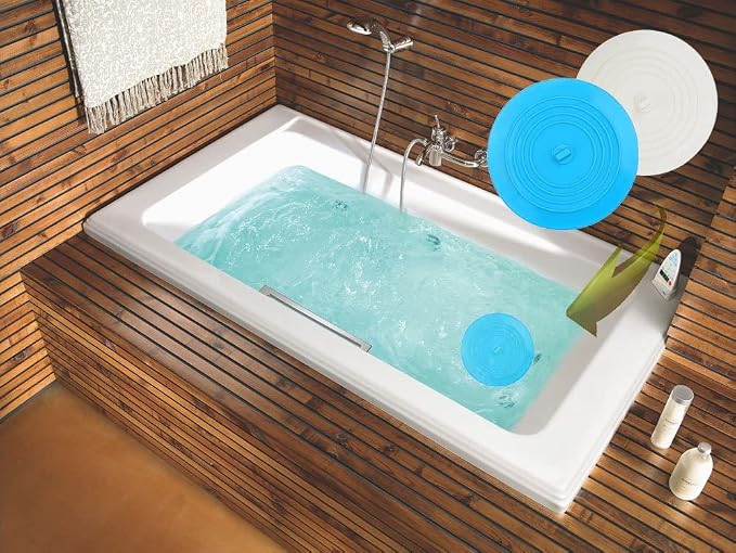 V-TOP Bath Tub Drain Stopper 2 Pack, 6 inch Silicone Drain Cover Tub Plug | Universal Flat BathTub Drain Cover Sink Stopper, Shower Drain Plug for Kitchen, Bathroom Tub Accessories and Laundry
