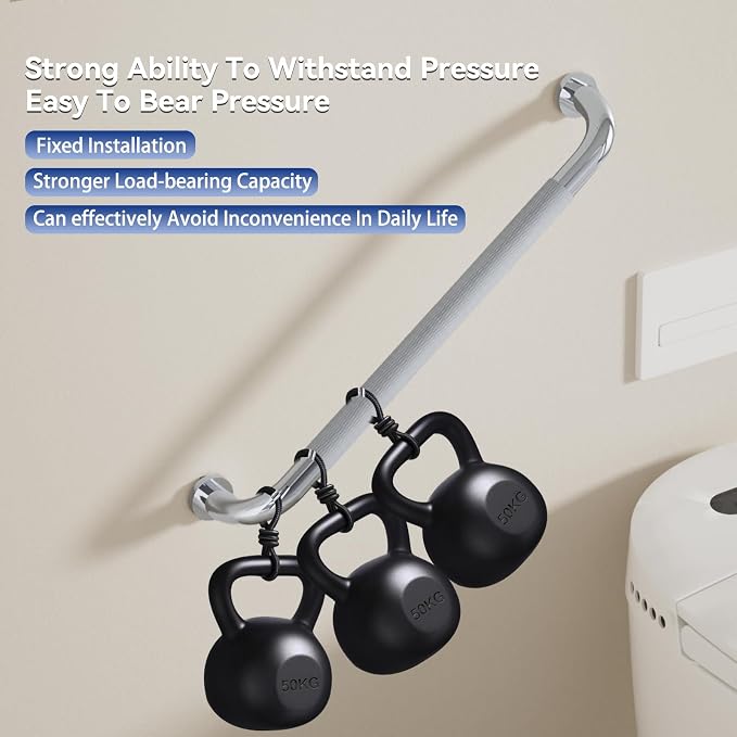 2 Pack 32 Inch Shower Grab Bar, Polished Chrome Bathroom Grab Bar Handle with Anti-Slip Knurled Grip, Stainless Steel Bath Balance Bar, 1.25" Diameter Bath Safety Bar Support for Seniors Elderly