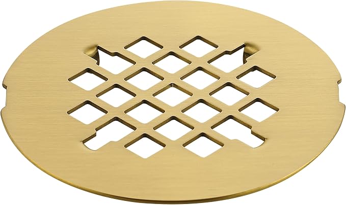 4-1/4 inches Snap-On Round Shower Drain Cover, Stainless Steel (Brushed Gold)