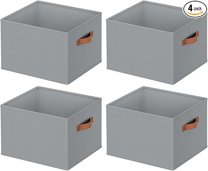 DIMJ Closet Storage Baskets Bins 6 Pack Large, Collapsible Fabric Closet Organizers and Storage with Polyester Handles, Decorative Baskets for Organizing Clothes, Towels, Linen Closet 14"x10"