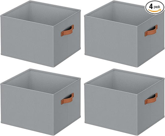 DIMJ Closet Storage Baskets Bins 6 Pack Large, Collapsible Fabric Closet Organizers and Storage with Polyester Handles, Decorative Baskets for Organizing Clothes, Towels, Linen Closet 14"x10"