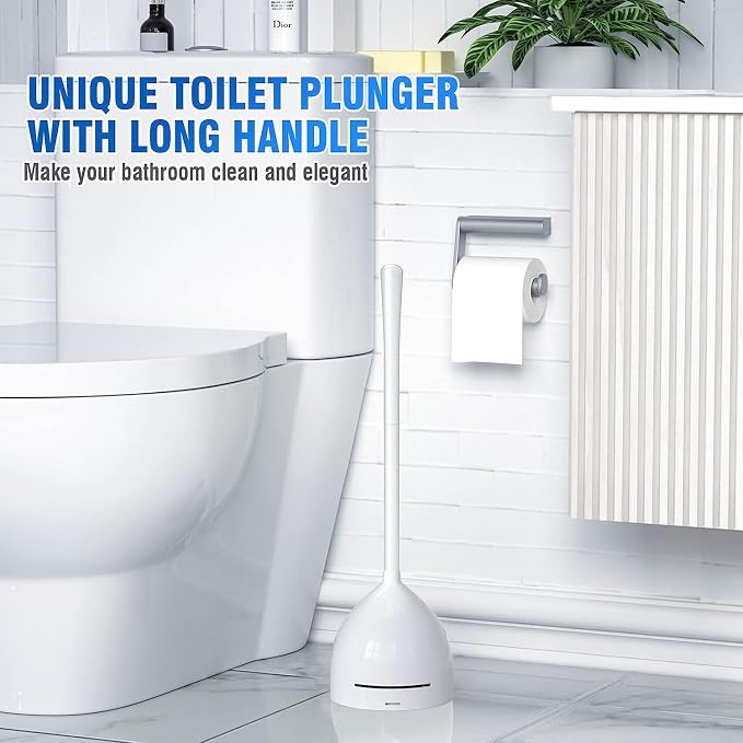 Toilet Plunger with Holder, Unique Plunger with All-Angle Design, Plungers for Bathroom with Holder, Heavy Duty Toilet Plunger for 5.7-inch Toilet Drain Bathroom Cleaning