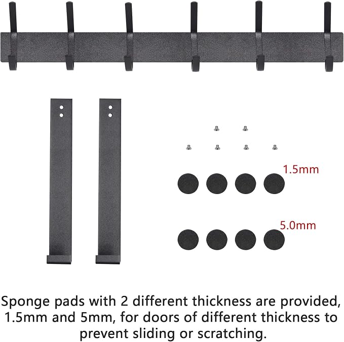 YUMORE Over the Door Hooks, Heavy Duty Door Hanger, Matte Black | Stainless Steel, Rust Resistant Finish, Long Arm Design for Easy Reach, Space-Saving Design, Fits Bathroom & Bedroom Doors