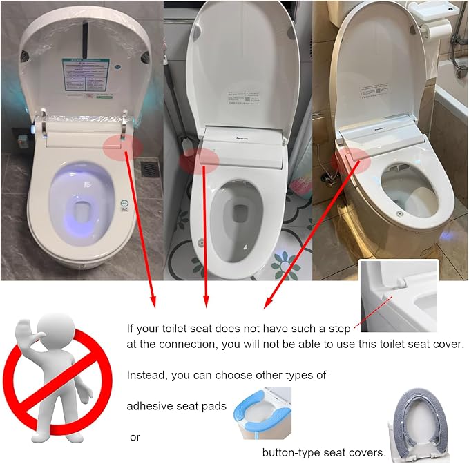 3 Pack Thickened Toilet Seat Cover Pads - Soft, Stretchable, Washable, Warm, Comfortable Bathroom Toilet Seat Covers for Round & Elongated 14x18” Toilets, Non-Slip, Durable