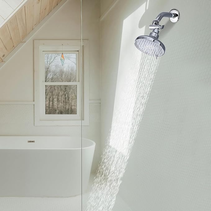 Metal Shower Head Elbow Adapter, 360 ° Adjustable Swivel Brass Showerhead Adapter Brushed Silver