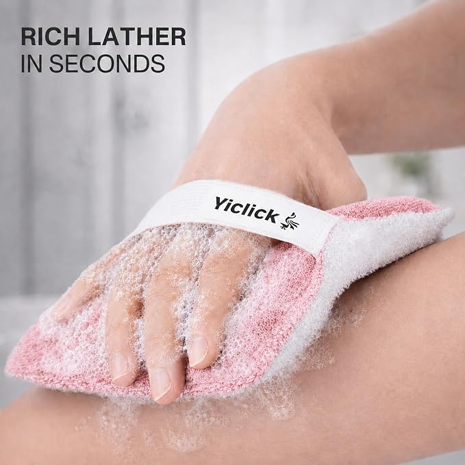 Exfoliating Body Scrubber (2 Pack), Body Scrubber Exfoliator, Exfoliating Sponge for Shower Bath, Shower Loofah Luffa Lufa with Handle for Men Women, Dead Skin Exfoliator for Body Scrub