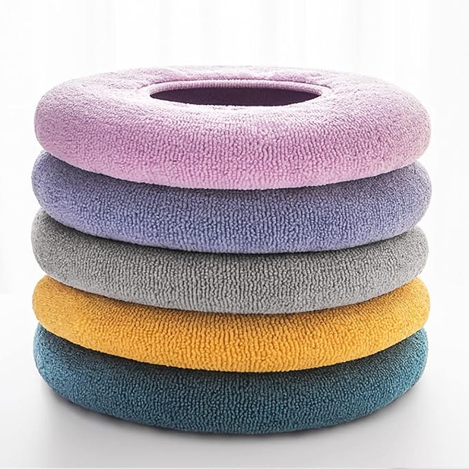 Bathroom Soft Thicker Warmer Stretchable Washable Cloth Toilet Seat Cover Pads 3PCS (Blue Green Gray) (5 Colors)