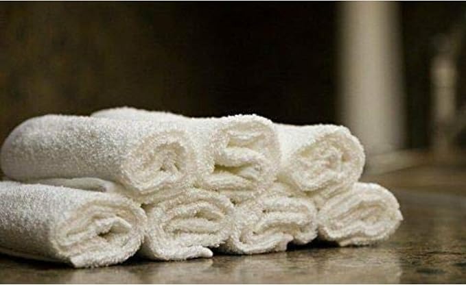 QUBA LINEN 100% Cotton Washcloth Set – Soft, Absorbent Face Towels for Bathroom & Gym Use – Durable, Reusable, Machine Washable Wash Cloths - White Color, 12x12 Inches, Pack of 12