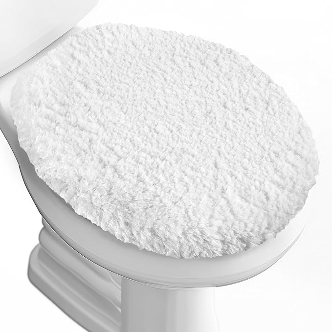 Soft Microfiber Toilet Seat Cover 17.5" x 15" Machine Washable | Solid Toilet Lid Cover Adjustable Rubber Backing Fits Most 16 -17.5" L x 14-16" W Round Oblong and Elongated Toilet Seat