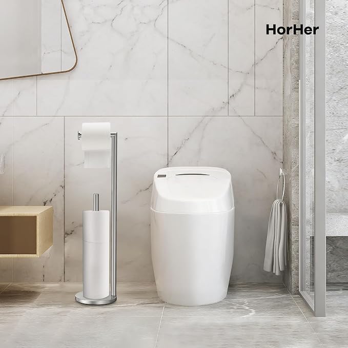 Toilet Paper Holder Stand, Rustproof Bathroom Free Standing, Brushed Nickel | Stainless Steel Toilet Paper Holder,Toilet Paper Roll Holder for 4 Rolls with Non-Slip Stable Base,Bathroom Organizers