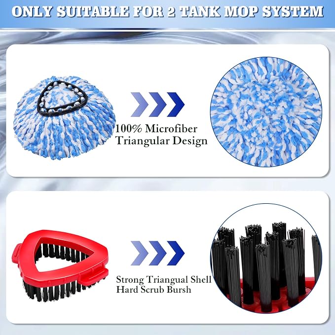 8-Pack Reusable Mop Head Replacement for OCedar RinseClean 2-Tank System, Microfiber Spin Mop Refills Compatible