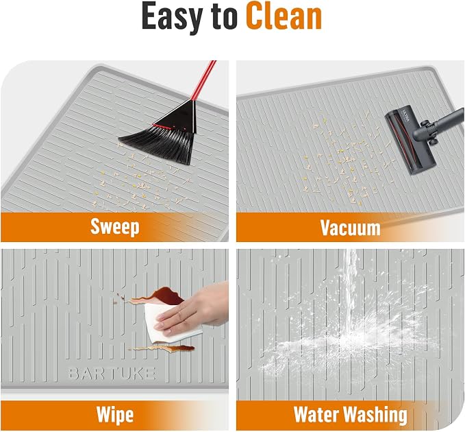Silicone Cat Litter Box Mat 32"x 22" Extra Large Cat Rubber Mat | Cat Mat for Litter Box, Non-Slip, Waterproof Cat Litter Trapping Mat with Raised Edge, Kitty Litter Mat for Floor, Easy Clean