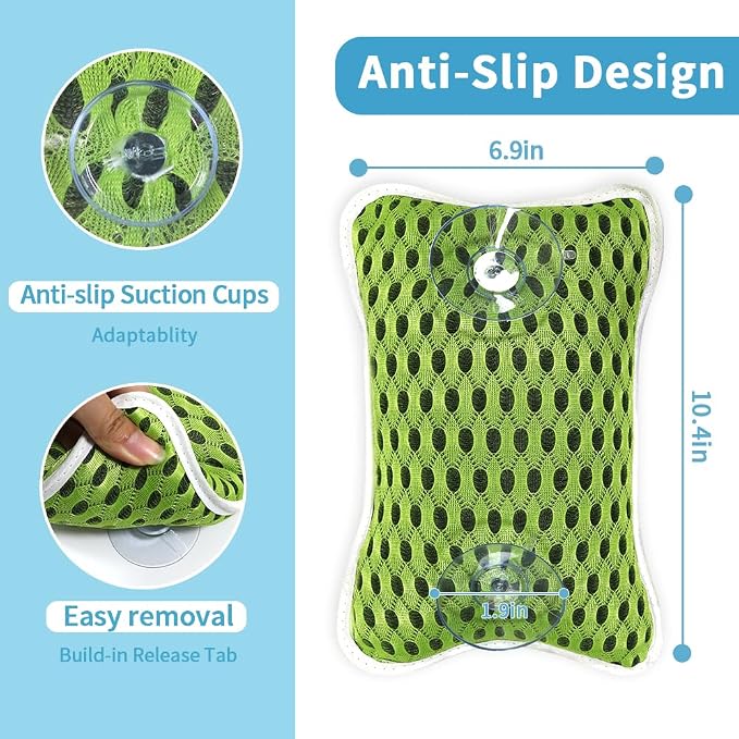 Luxury Bath Pillow, Slip-Resistant Neck & Back Support | 2 Strong Suction Cups Hold the Pillow Firmly in Place on Any Tub, Jacuzzi, or Spa Surface, Relaxing Spa Essentials