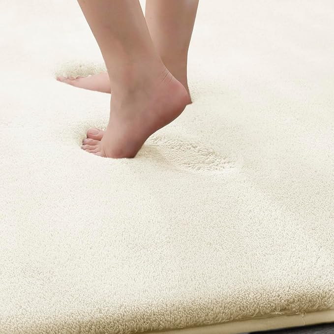 MINIDEAR Bathroom Rugs 36x24 Cream - Thick Memory Foam Bath Mat, Ultra Soft & Plush Fluffy, Non-Slip, Quick Dry, Absorbent Washable Floor Microfiber Mat for Tub, Home Decor Accessories