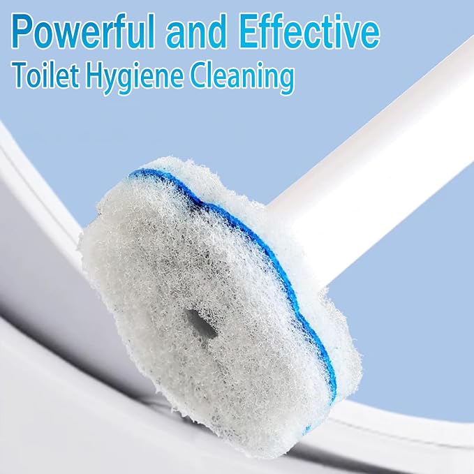 Disposable Toilet Brush and Holder Set 2 Pack，Extended Handle with 54 Cleaner Refills Toilet Brush for Toilet Bowl Cleaners，Bathroom Cleaning，Bathtub，Sink - White