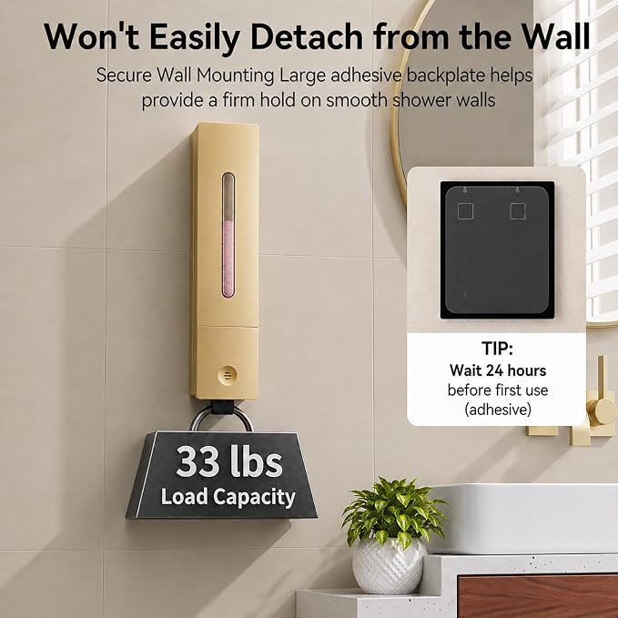 Shampoo and Conditioner Dispenser - Wall-Mounted 3-Chamber Shower Soap Dispenser, No-Drill, 1200ML Capacity, for Bathroom & Hotel