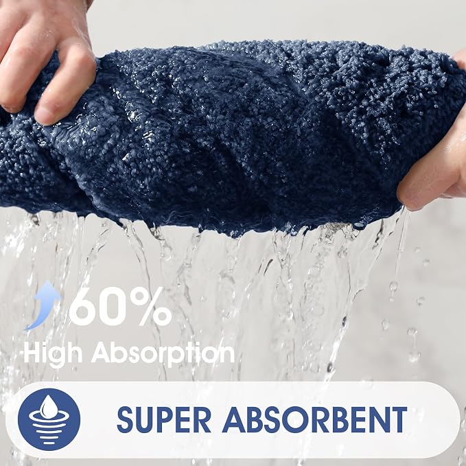 IM HOME Bathroom Rugs 24"x17", Ultra Soft Thick Plush Fluffy Microfiber Absorbent Bath Mat, Non-Slip Backing, Machine Washable Bath Mats for Bathroom Floor, Tub and Shower, Navy Blue