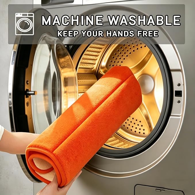 Memory Foam Bathroom Rugs Sets 2 Piece - Super Soft Absorbent Quick Dry Memory Foam Bathroom Rugs, Machine Washable Non Slip Floor Carpet for Tub Shower & Single Sink 16x24 & 20x20,(Orange)