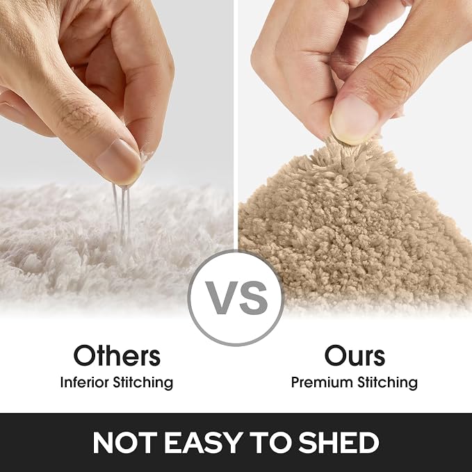 HOMEIDEAS Bathroom Rugs Sets 2 Piece, Soft Non Slip Bath Mat Khaki | Ultra Absorbent, Microfiber Machine Washable Bath Rug Set, for Bathroom, Tub, Shower 20" x 32" + 16" x 24"