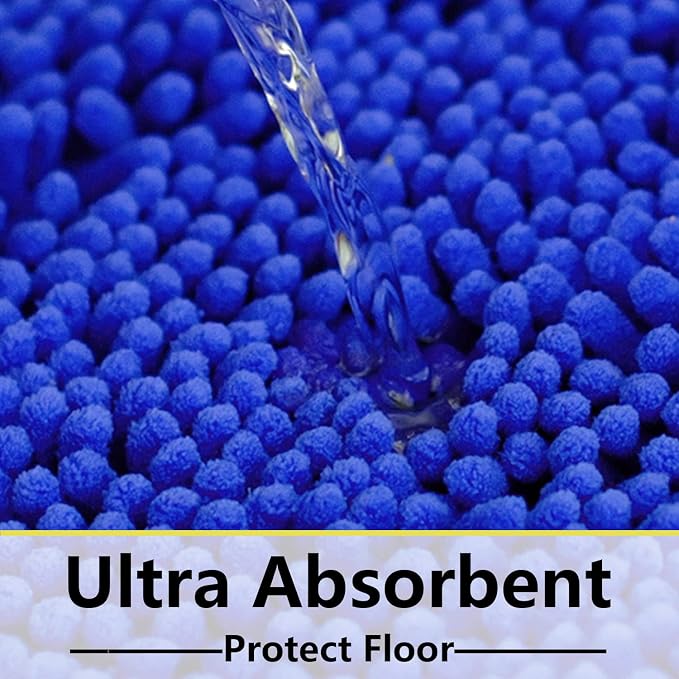 Bathroom Rugs Sets 2 Piece, Extra Soft Chenille Bath Mat Ultra Absorbent Bathroom Rug, Bathroom Mat with Sturdy PVC Non-Slip Bottom, Machine Washable Bath Rugs (20x32 Inch + 16x24 Inch, Royal Blue)