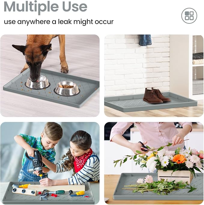 Mateeylife Under Sink Mats for Kitchen Waterproof 31"X22", Undersink Protectors，Silicone Mat Cabinet Liner, Under Sink Organizer for Bathroom and Kitchen，Boot Tray Pet Food Mat, Bronze