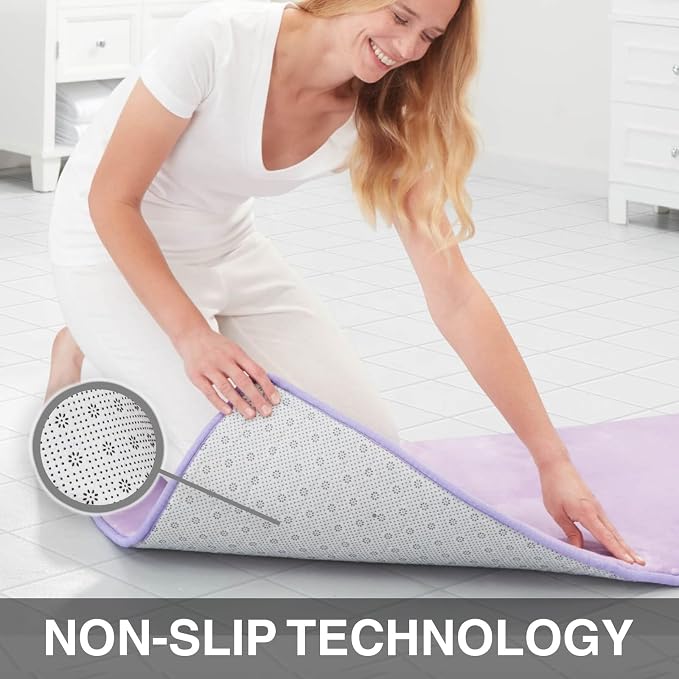 Memory Foam Bath Mat Non Slip Absorbent Super Cozy Velvet Bathroom Rug Carpet (22 inches X 42 inches, Lavender)