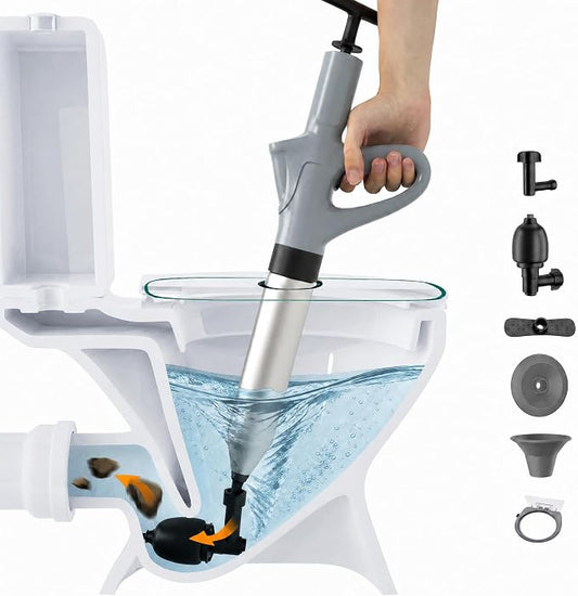 Toilet Plunger, Splash-Free High Pressure Air Drain Unclogger, Heavy Duty Plunger for Bathroom, Toilets, Sinks and Plumbing Clogs