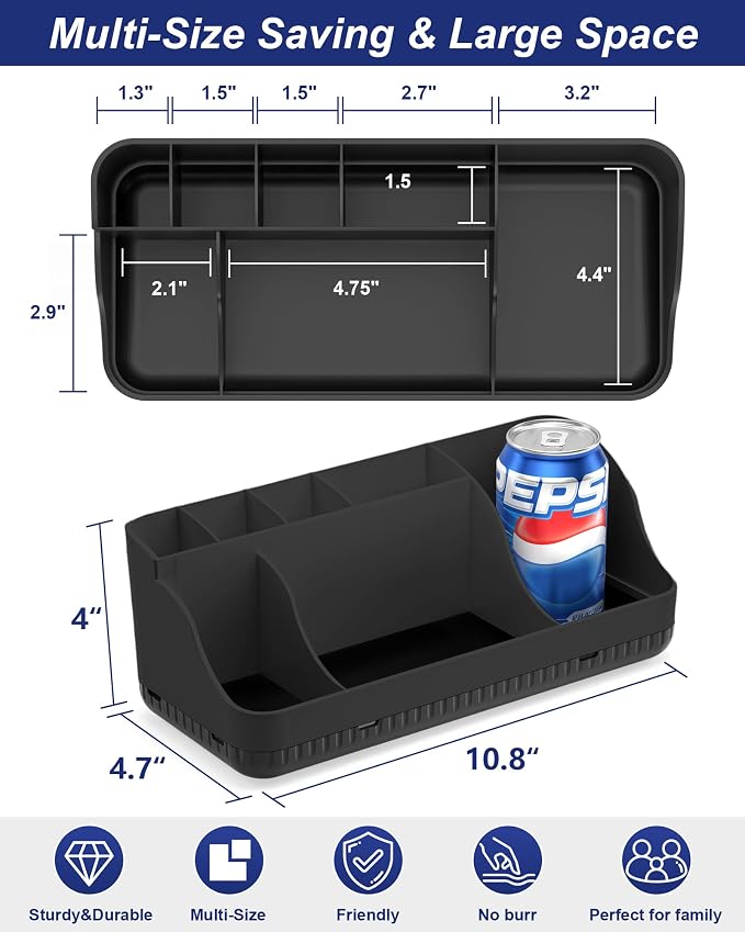 Bathroom Counter Organizer and Storage, 7 Slots Detachable Toothbrush Holders for Bathrooms, Anti-Slip Electric Toothbrush and Toothpaste Holder Countertop Vanity Organizer Accessories for Adults Kids